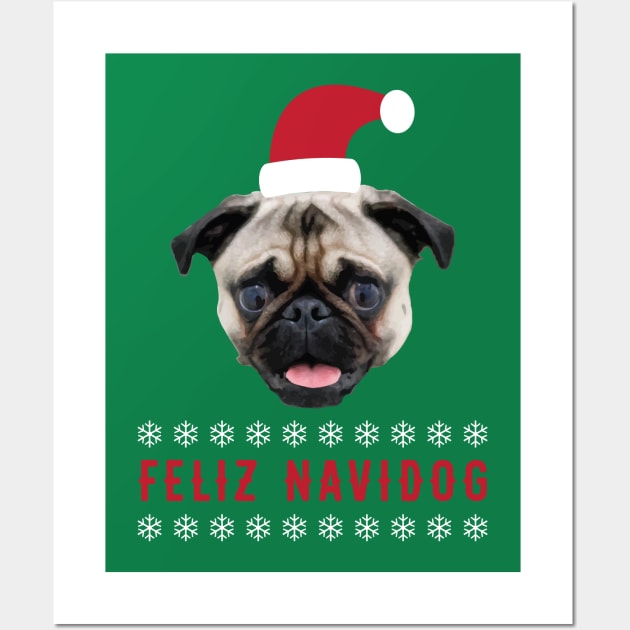 Feliz Navidog Wall Art by zubiacreative